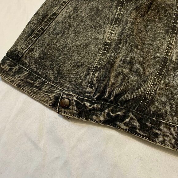 VINTAGE 1980s DEADSTOCK UFO Sport Black Denim Jean Mini Skirt Acid Wash Cotton - Picture 9 of 10